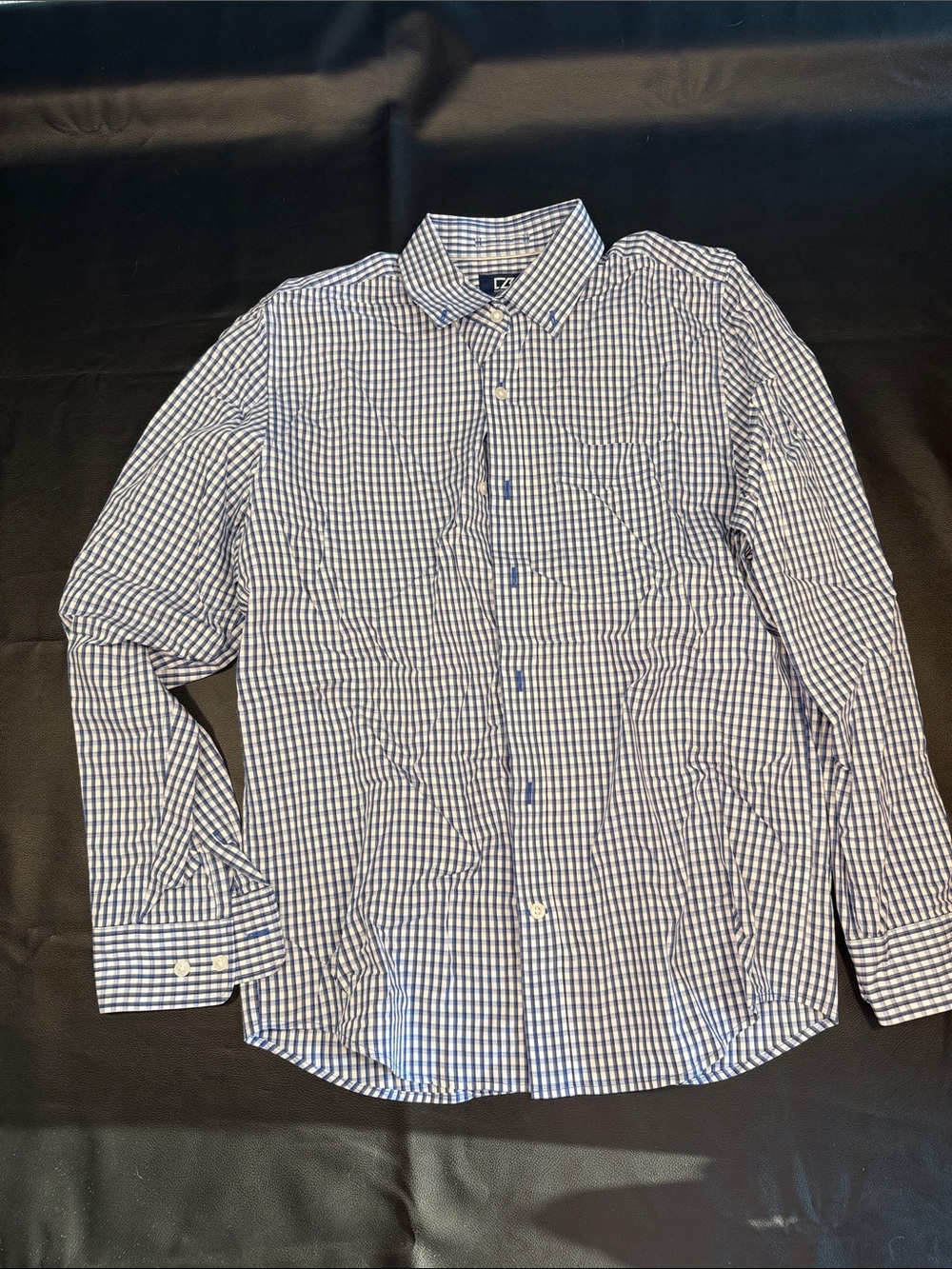 Cutter & Buck Blue and White Gingham Button-Down Shirt